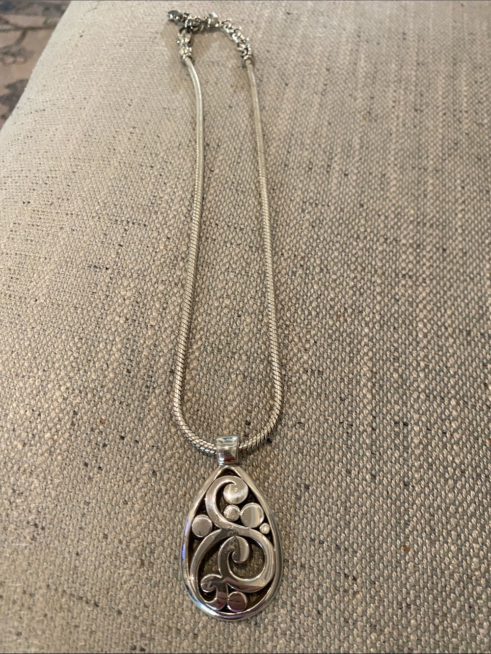 Brighton Silver Scroll Teardrop Pendant Necklace